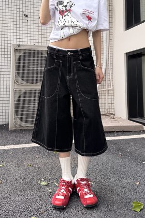 Loose Fit Denim Capri Pants for Women - Retro American Style Summer Shorts, Versatile Casual Fashion