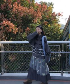 Loose Fit Gray Knitted Cardigan Sweater Coat with Horn Buttons for Women - Casual Pumpkin/Wild Daydream Style