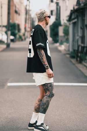 Loose Fit Printed Waffle T-Shirt for Men - Short Sleeve, Casual American Style, Perfect for Everyday Wear