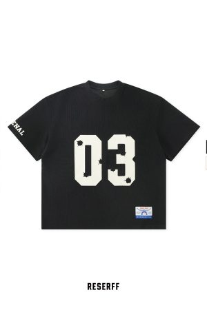 Loose Fit Printed Waffle T-Shirt for Men - Short Sleeve, Casual American Style, Perfect for Everyday Wear