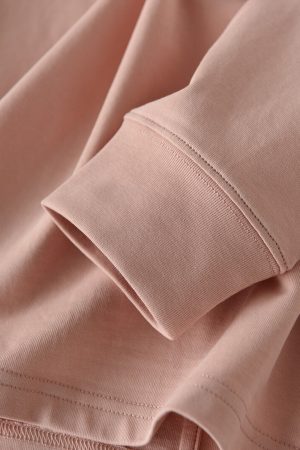 Loose Fit Round Neck Long Sleeve Vintage Pink T-Shirt - Simple All-Cotton Slimming Tee in Versatile French Style, Perfect for 90s Y2K Looks