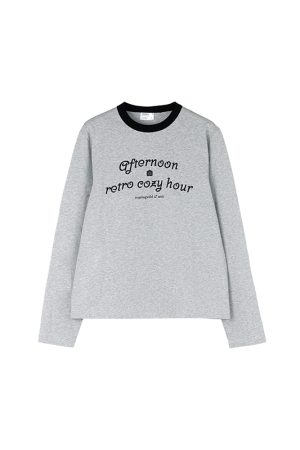 Loose Fit Round Neck Pure Cotton Men's Long Sleeve T-Shirt - Essential Layering Tee for 90s Style Casual Wear