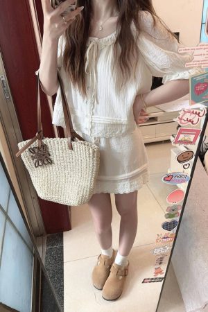 Loose-Fit Short Sleeve T-Shirt and Half-Length Skirt Set for Women - Summer Two-Piece Outfit for Effortless Style