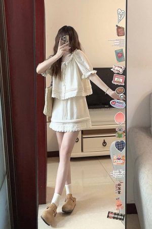 Loose-Fit Short Sleeve T-Shirt and Half-Length Skirt Set for Women - Summer Two-Piece Outfit for Effortless Style