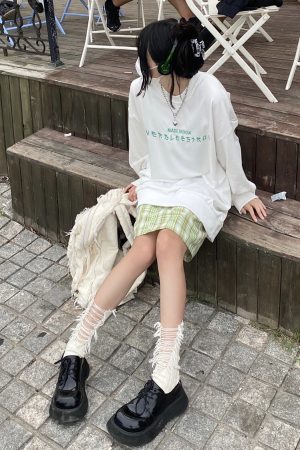 Loose Fit Takeoff Curry Letter Embroidery Sweatshirt - Japanese Korean Street Style Unisex Casual Trendy for Students