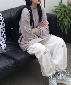 Loose Japanese Style Tapered Cargo Pants with Pleats and Embroidery - Unisex Versatile Streetwear Lantern Pants