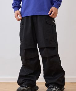 Loose Straight-Leg Pleated Cargo Pants with Large Pockets - Trendy Y2K Style for Casual Chic Outfits