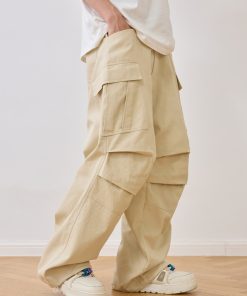 Loose Straight-Leg Pleated Cargo Pants with Large Pockets - Trendy Y2K Style for Casual Chic Outfits