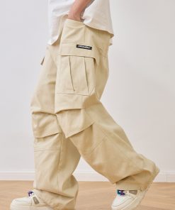 Loose Straight-Leg Pleated Cargo Pants with Large Pockets - Trendy Y2K Style for Casual Chic Outfits