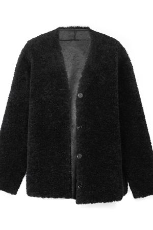 Loose Thick Wool Coat with Leather and Fur, Three-Button V-Neck, Practical Autumn & Winter Wear, Australian Wool