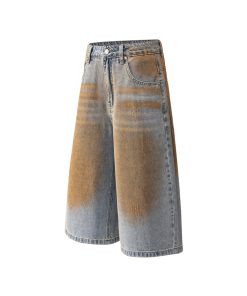 Loose Trendy Wasteland Dirty Cowboy Shorts - American Retro Street Style Summer Capris for Casual Wear