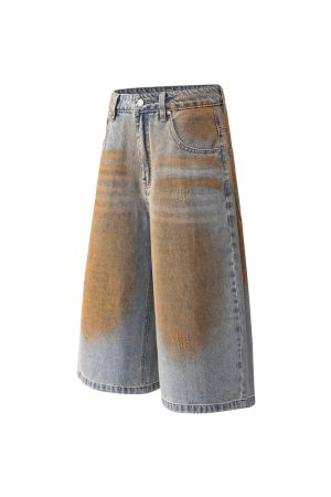 Loose Trendy Wasteland Dirty Cowboy Shorts - American Retro Street Style Summer Capris for Casual Wear