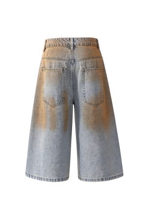 Loose Trendy Wasteland Dirty Cowboy Shorts - American Retro Street Style Summer Capris for Casual Wear