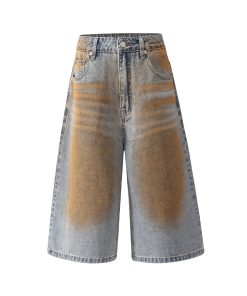 Loose Trendy Wasteland Dirty Cowboy Shorts - American Retro Street Style Summer Capris for Casual Wear