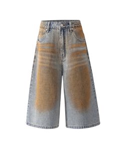 Loose Trendy Wasteland Dirty Cowboy Shorts - American Retro Street Style Summer Capris for Casual Wear