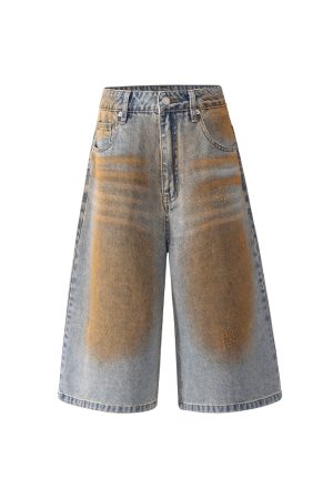 Loose Trendy Wasteland Dirty Cowboy Shorts - American Retro Street Style Summer Capris for Casual Wear