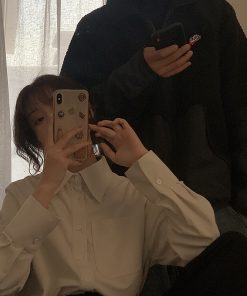 Loose White Corduroy Shirt for Women - Thickened Autumn Winter Layering Top, Trendy Niche Style for Students