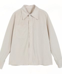 Loose White Corduroy Shirt for Women - Thickened Autumn Winter Layering Top, Trendy Niche Style for Students