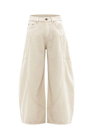 Loose Wide-Leg Curved Knife Pants for Women - Casual American Streetwear Denim - Summer 2025 Fashion Trend