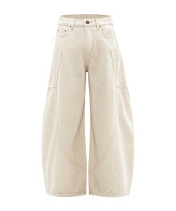 Loose Wide-Leg Curved Knife Pants for Women - Casual American Streetwear Denim - Summer 2025 Fashion Trend