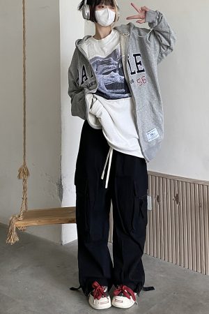 Loose Wide-Leg Red Cargo Pants for Men and Women - Trendy American Street Style Floor-Length Trousers for Street Dance Fashion