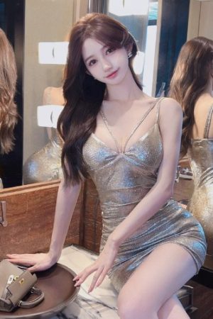 Low-Cut Deep V-Neck Shiny Silk Spaghetti Strap Dress - Sexy Nightclub & Work Uniform for Women, Y2K Party Style
