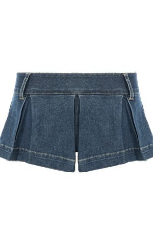 Low Waist Ultra Short Denim Skirt Pants - Vintage Washed Euro-American Street Style, Y2K Inspired Fashion