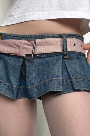 Low Waist Ultra Short Denim Skirt Pants - Vintage Washed Euro-American Street Style, Y2K Inspired Fashion
