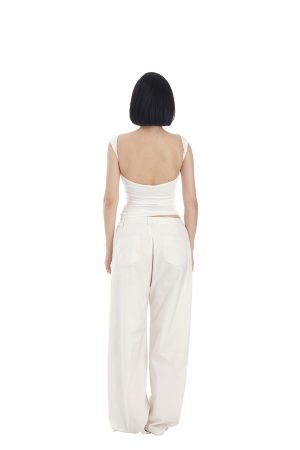 Low-Waist Wide-Leg Pants for Women, Spring/Summer Casual Style, Loose Slimming Straight-Leg Long Floor-Length Trousers