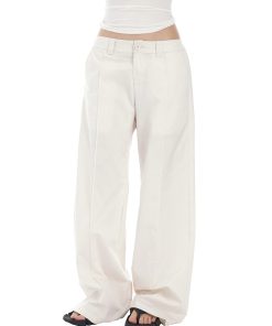 Low-Waist Wide-Leg Pants for Women, Spring/Summer Casual Style, Loose Slimming Straight-Leg Long Floor-Length Trousers