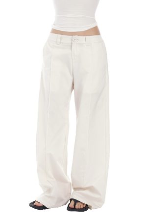 Low-Waist Wide-Leg Pants for Women, Spring/Summer Casual Style, Loose Slimming Straight-Leg Long Floor-Length Trousers