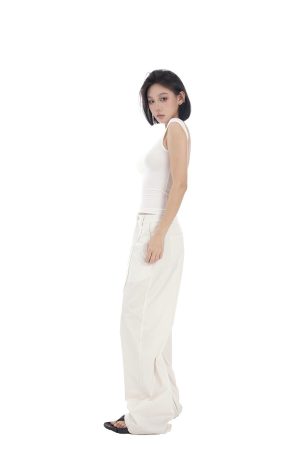 Low-Waist Wide-Leg Pants for Women, Spring/Summer Casual Style, Loose Slimming Straight-Leg Long Floor-Length Trousers