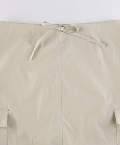 Lowrisejeans Outfit Grunge, Football Outfits - Drawstring Waist Parachute Maxi Skirt