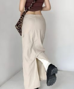 Lowrisejeans Outfit Grunge, Football Outfits - Drawstring Waist Parachute Maxi Skirt