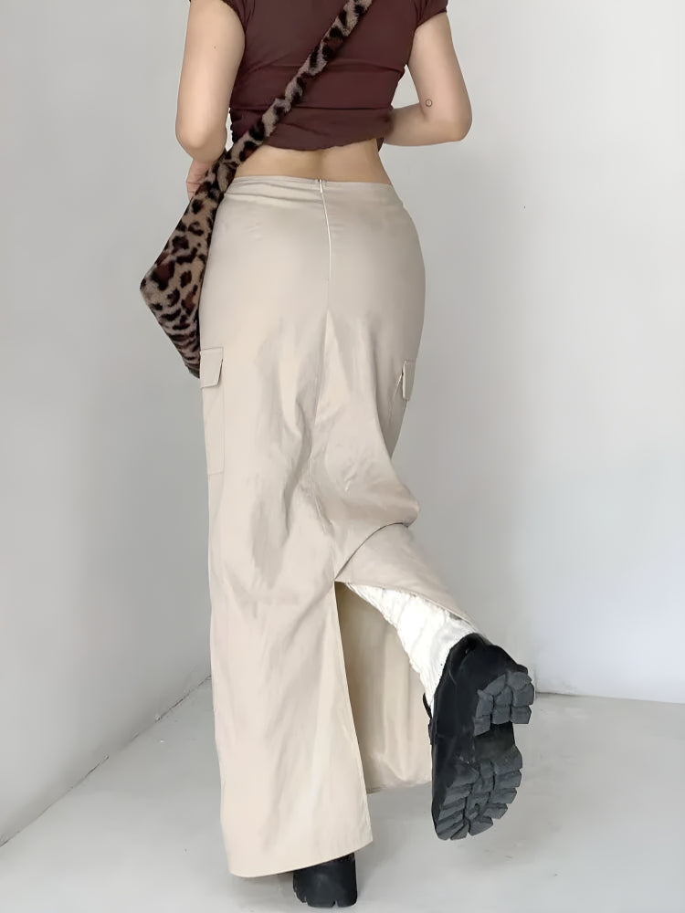 Lowrisejeans Outfit Grunge, Football Outfits - Drawstring Waist Parachute Maxi Skirt Lowrisejeans Outfit Grunge, Football Outfits - Drawstring Waist Parachute Maxi Skirt