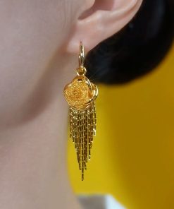 Luminous Hollow Yellow Flower Tassel Earrings - High-End Fashion with Hong Kong Style Goddess Vibe