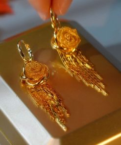Luminous Hollow Yellow Flower Tassel Earrings - High-End Fashion with Hong Kong Style Goddess Vibe