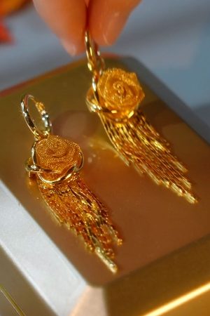 Luminous Hollow Yellow Flower Tassel Earrings - High-End Fashion with Hong Kong Style Goddess Vibe
