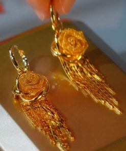 Luminous Hollow Yellow Flower Tassel Earrings - High-End Fashion with Hong Kong Style Goddess Vibe
