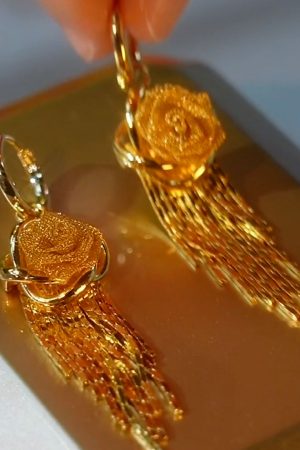Luminous Hollow Yellow Flower Tassel Earrings - High-End Fashion with Hong Kong Style Goddess Vibe