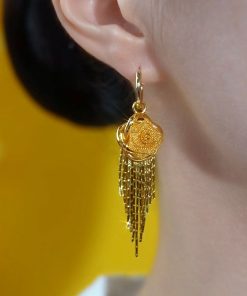 Luminous Hollow Yellow Flower Tassel Earrings - High-End Fashion with Hong Kong Style Goddess Vibe