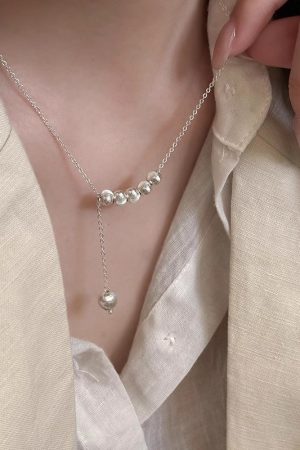 Luminous Metal Cat Eye Round Ball Necklace for Women - Light Luxury Clavicle Chain, Trendy 2025 Niche Design Accessory