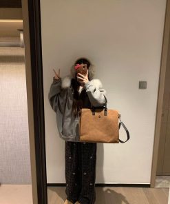 Luxurious Gray Hooded Woolen Coat with Fur Collar for Women - Winter Zip-Up Cardigan Outerwear