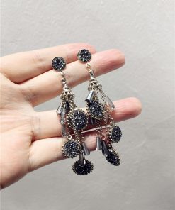 Luxurious Korean-Style Handmade Double-Sided Multi-Layered Tassel Long Earrings for Evening Wear
