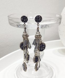 Luxurious Korean-Style Handmade Double-Sided Multi-Layered Tassel Long Earrings for Evening Wear