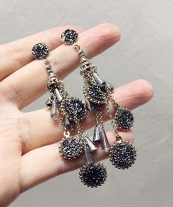Luxurious Korean-Style Handmade Double-Sided Multi-Layered Tassel Long Earrings for Evening Wear