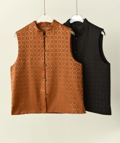 Luxury Chinese Style Embroidered Jacquard Sleeveless Stand Collar Vest Coat - Thick Silk Wool Padded Outerwear for Elegant Layering