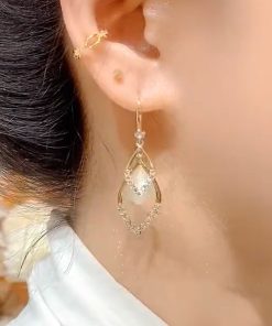 Luxury Diamond-Shaped Zircon Drop Earrings with Pure Silver Pins - Versatile Fashionable Design for a Slimmer Face Look