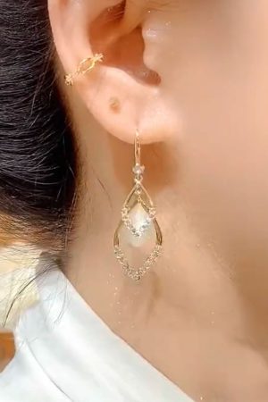 Luxury Diamond-Shaped Zircon Drop Earrings with Pure Silver Pins - Versatile Fashionable Design for a Slimmer Face Look