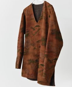 Luxury Heavyweight Xiangyun Silk V-Neck Reversible Long Sleeve Shirt - Retro National Style Chinese Long Top